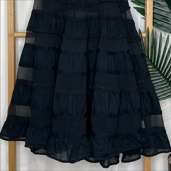 Tigerlily Black Cotton Silk Dress Size 8 - Picture 4 of 6